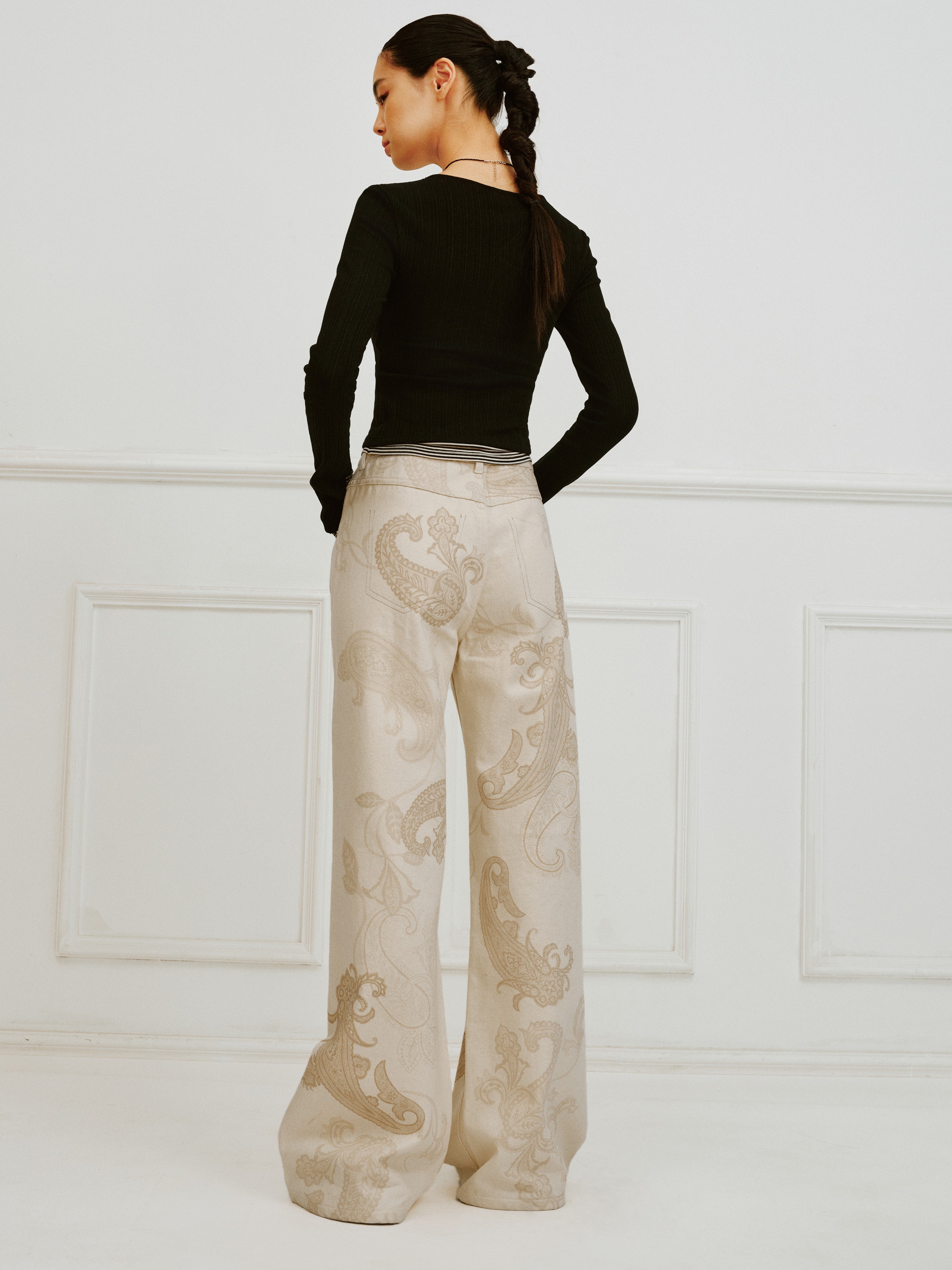 IFIK Printed Wide Leg Jeans