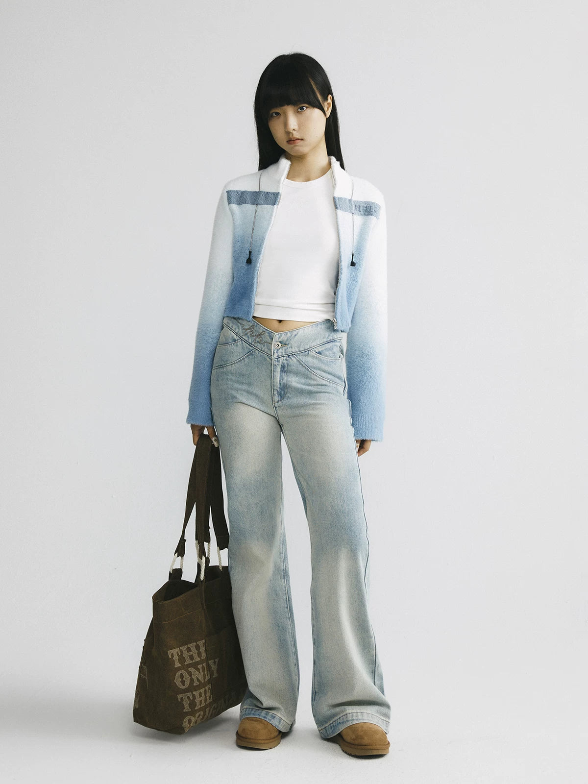 Rust Mixed-Media Appliqué Tote Bag