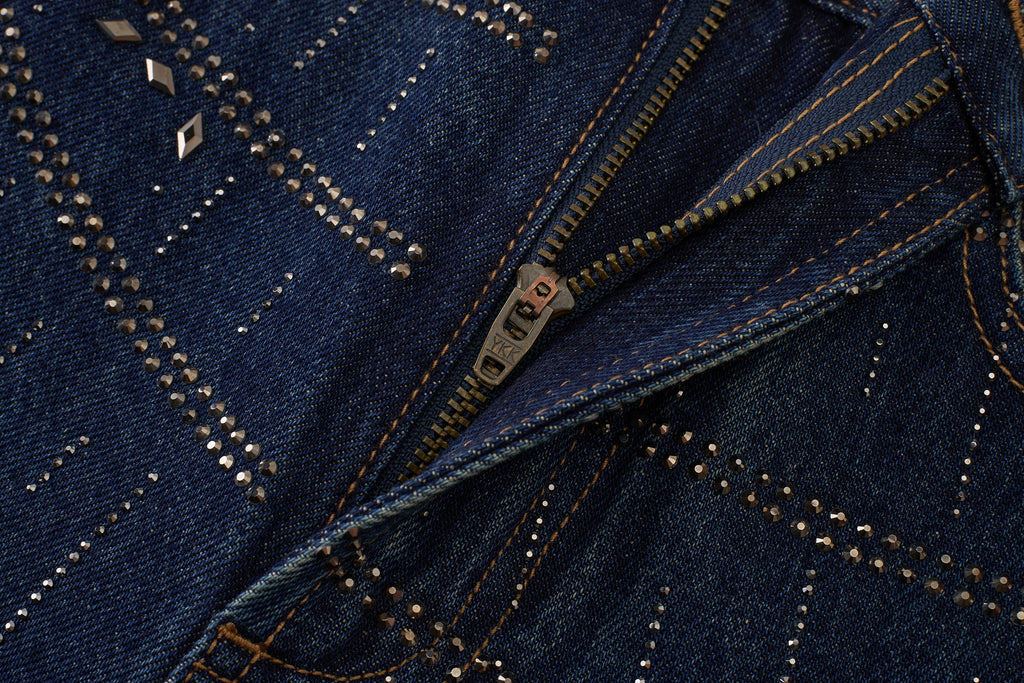 "Falling Chain" Gradient Wash Jeans