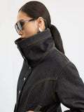 Collared Raw Denim Padded Jacket