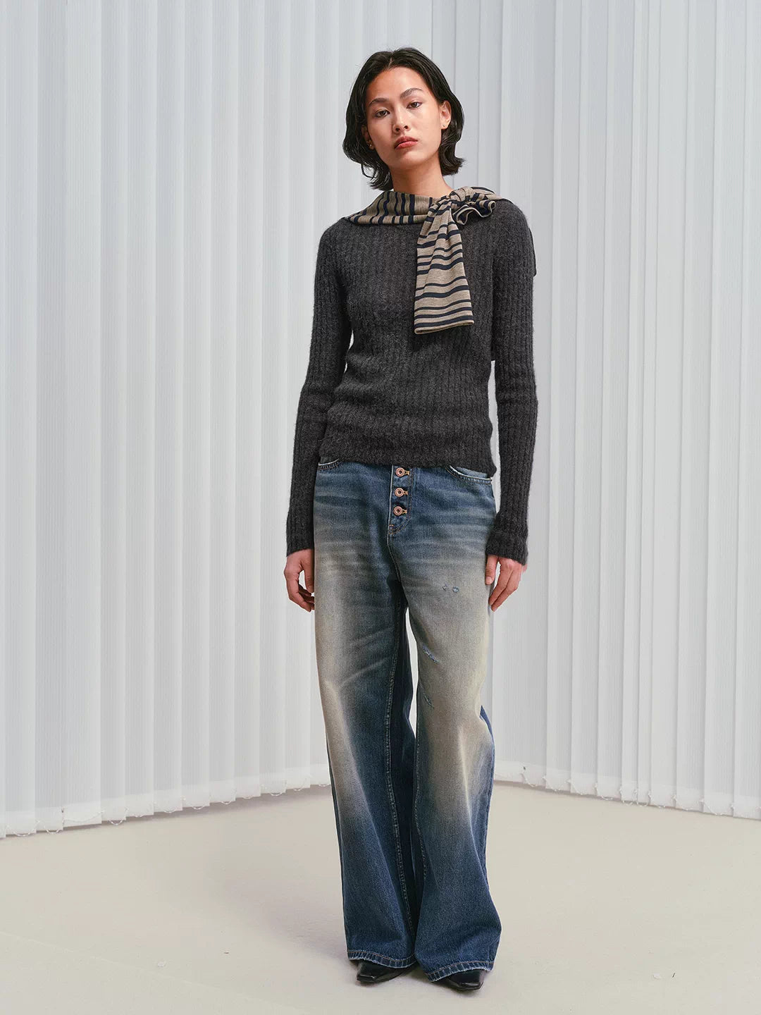 Premium Mud-Wash Wide-Leg Jeans