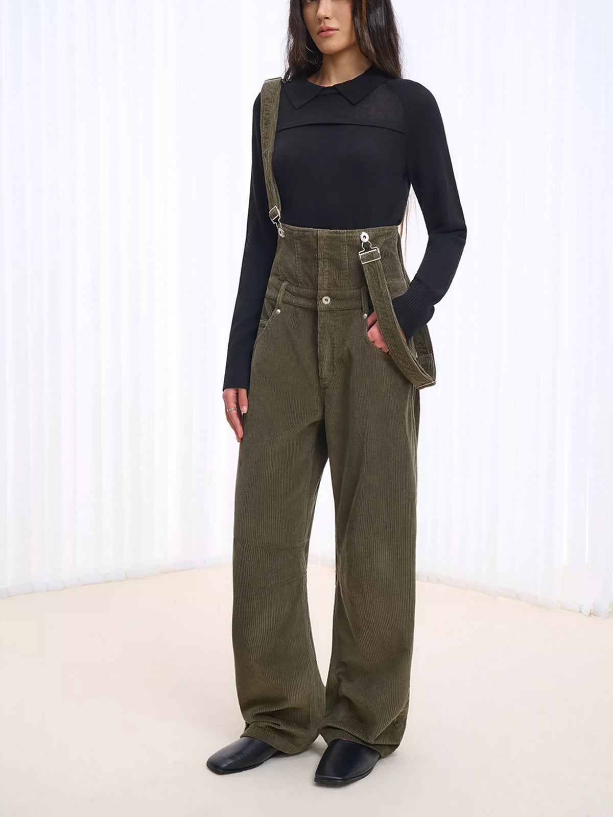 Washed Corduroy Multi-Way Overalls