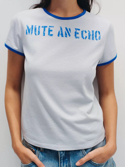 "Static Noise" Linen-Blend Ringer Tee