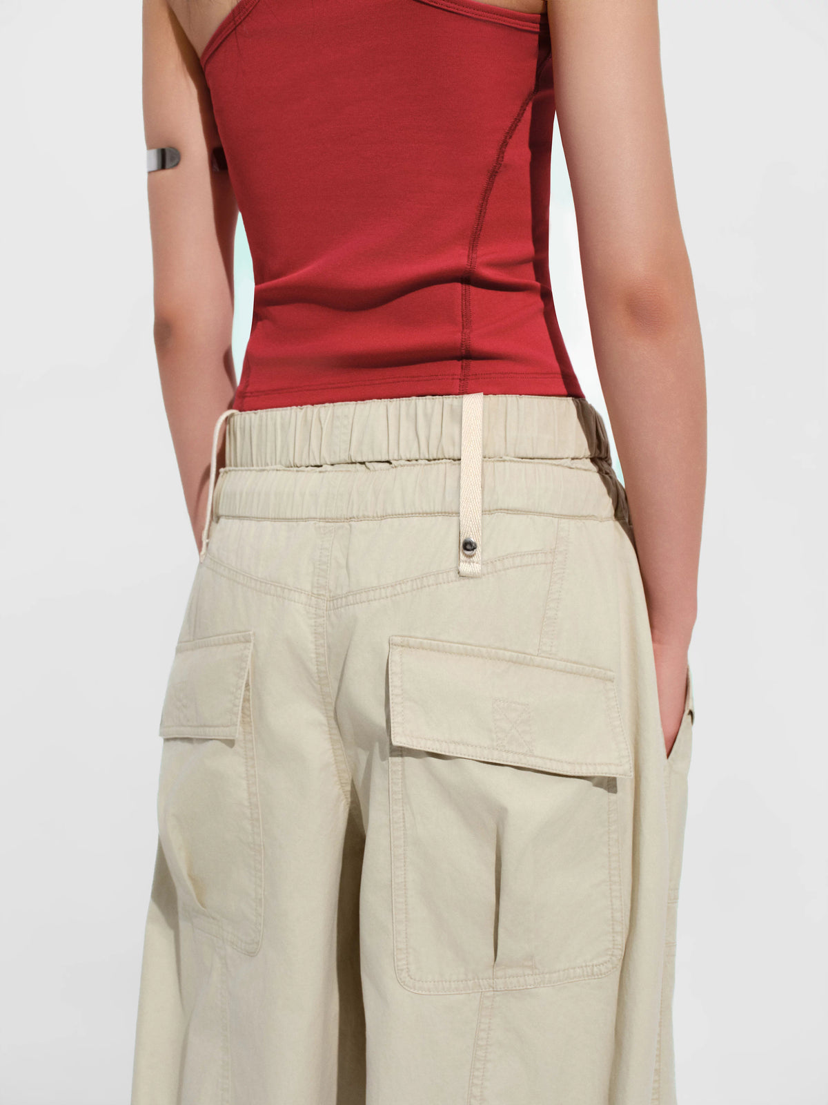 Foldover-Waist Cargo Pants