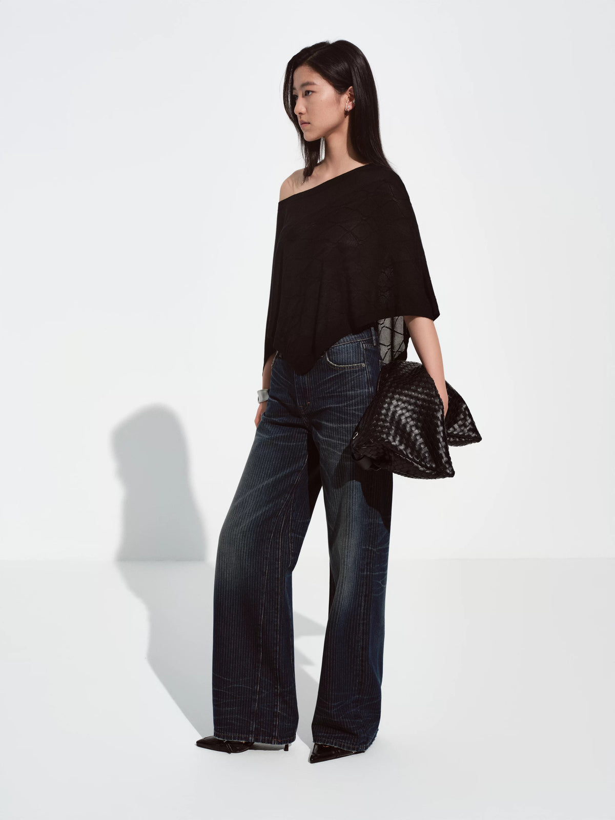 Pinstripe Whiskered Dark Blue Jeans