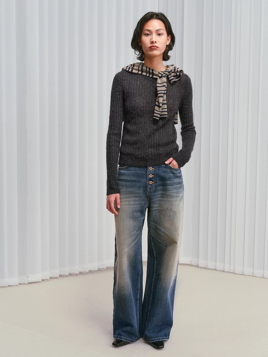 Premium Mud-Wash Wide-Leg Jeans