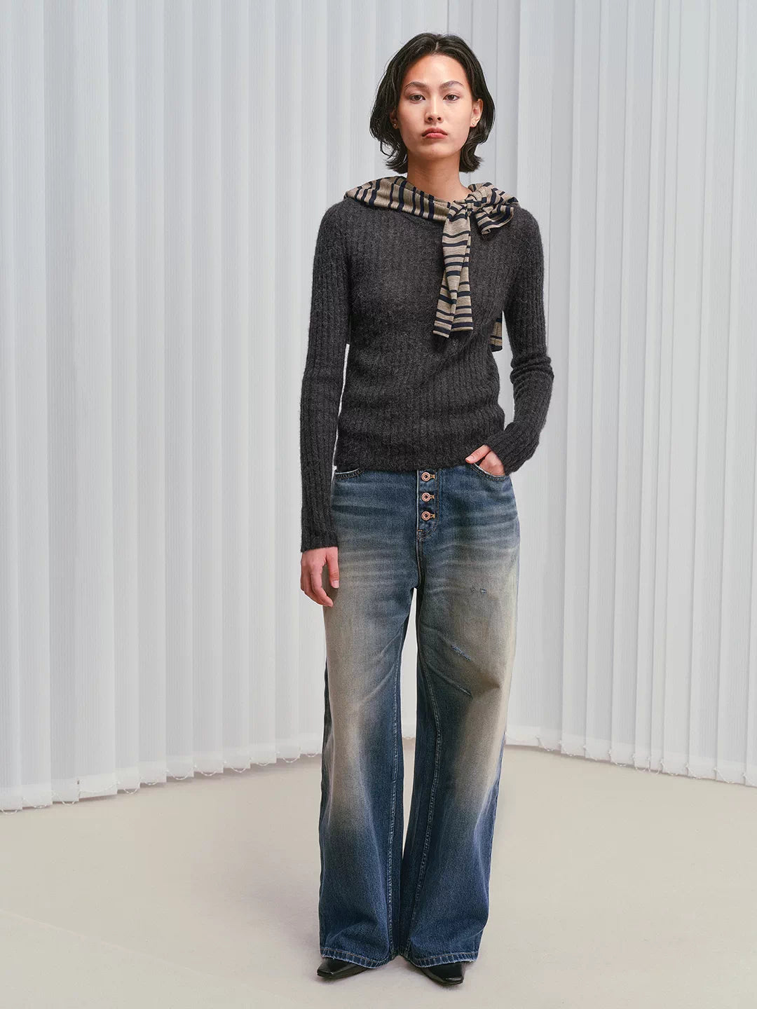 Premium Mud-Wash Wide-Leg Jeans