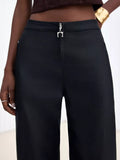 V-Waist Wax-Coated Black Denim Jeans
