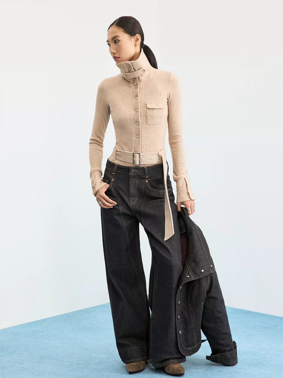 Selvedge Raw Deconstructed Curved Leg Jeans