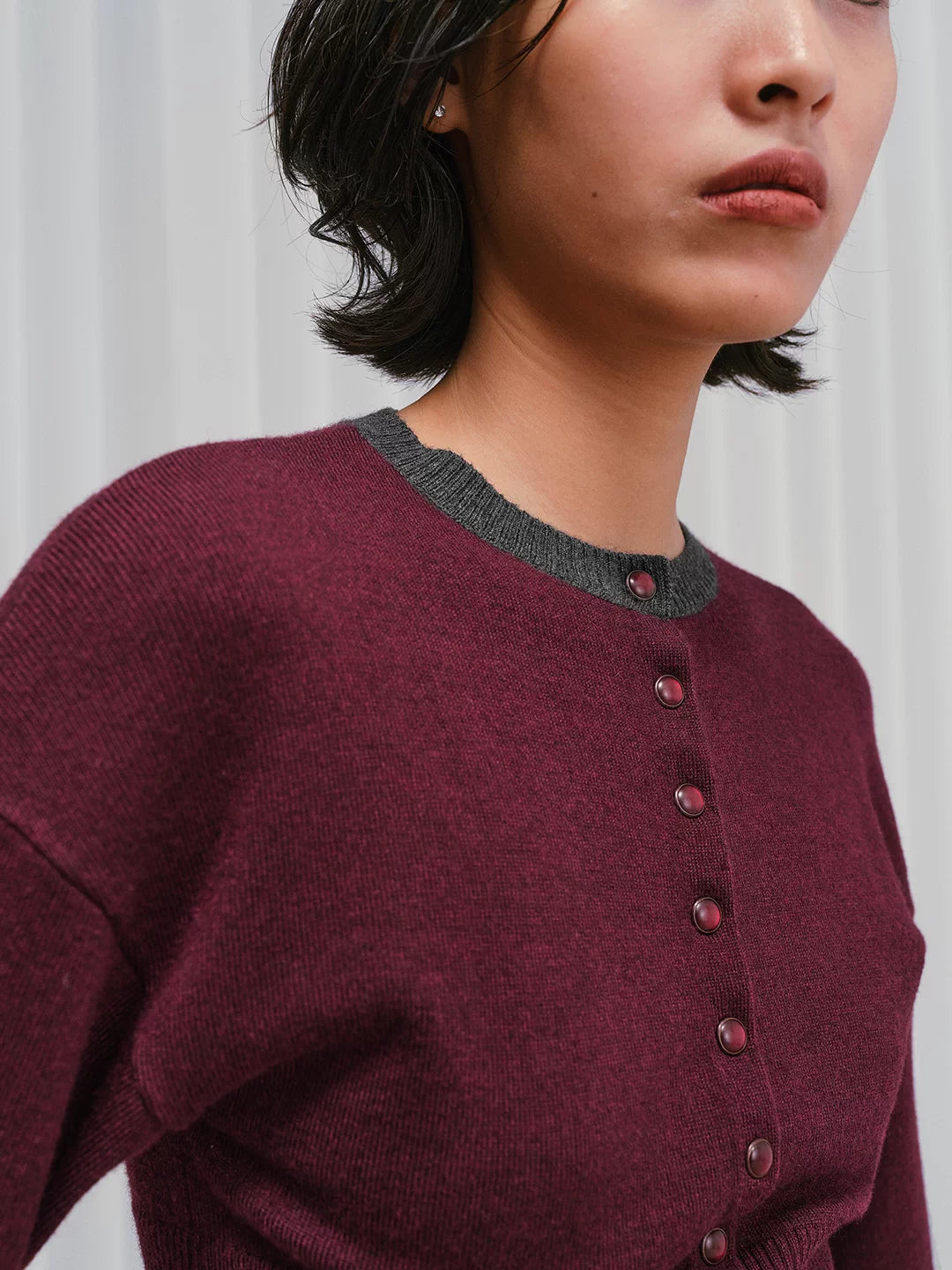 IFIKNOW Tailored Colorblock Wool Cardigan