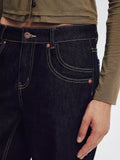 Raw Denim Cropped Flare Jeans