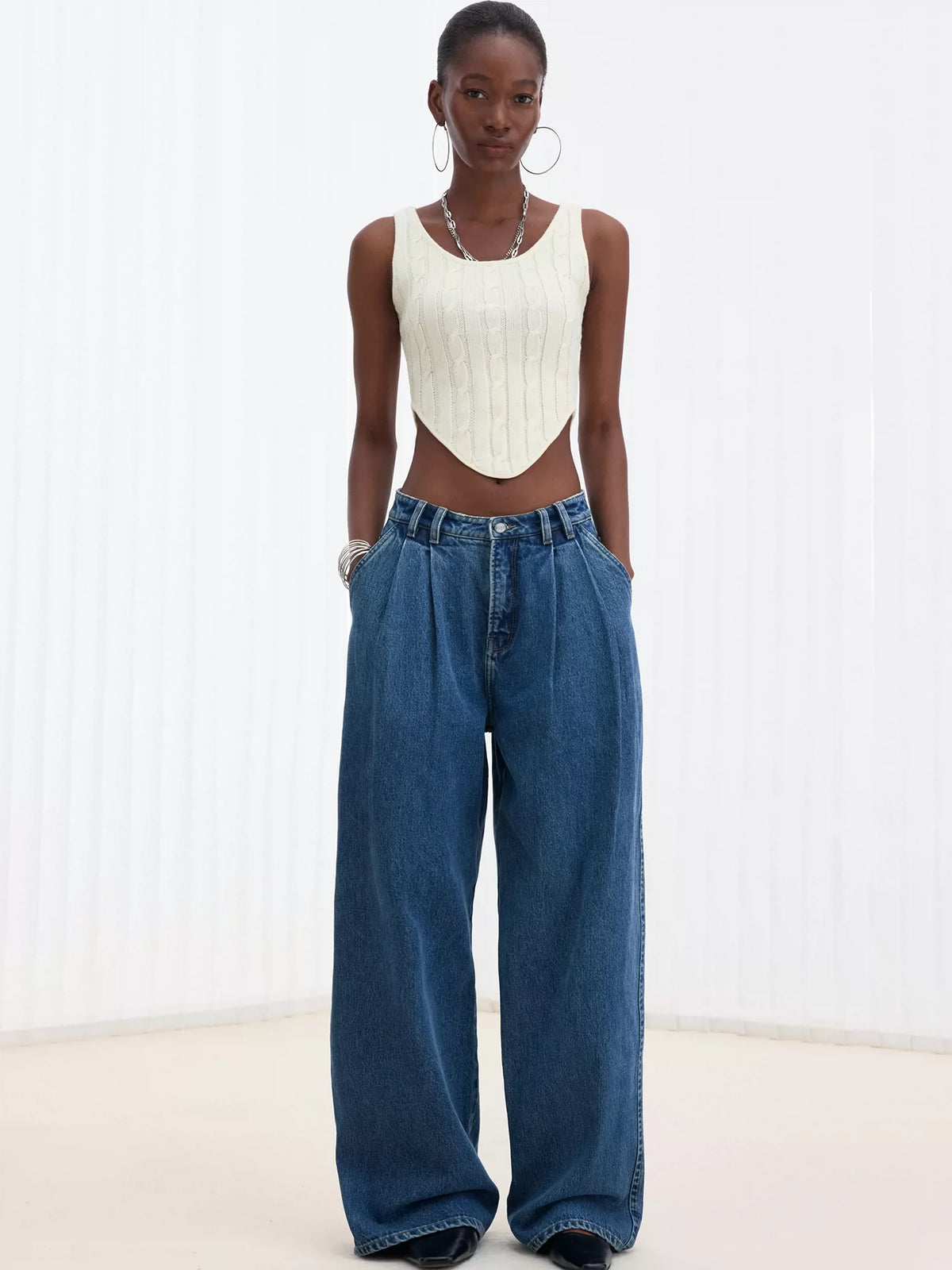 Snow-Wash Relaxed Jeans