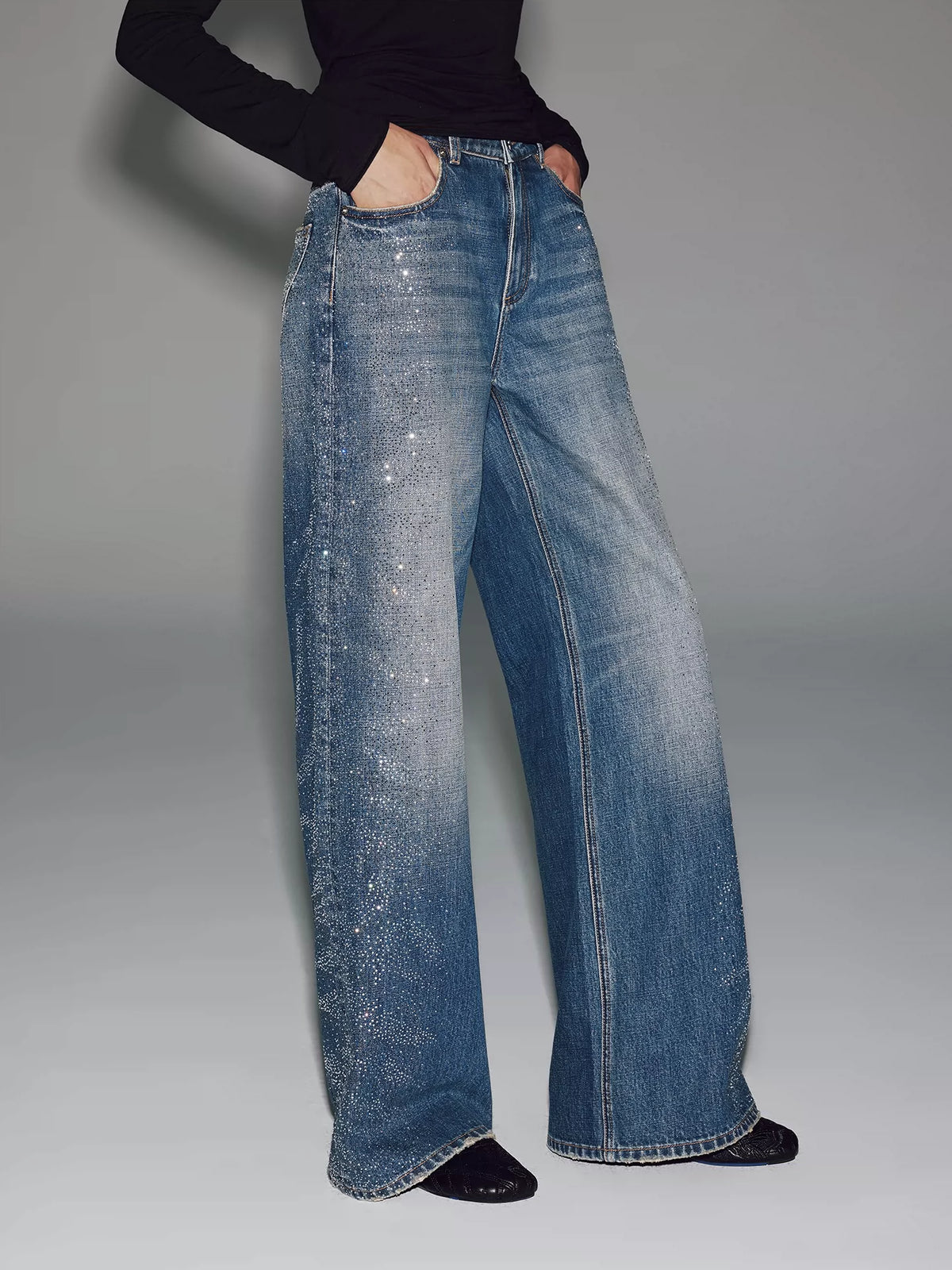 Rhinestone Tiger Baggy Jeans