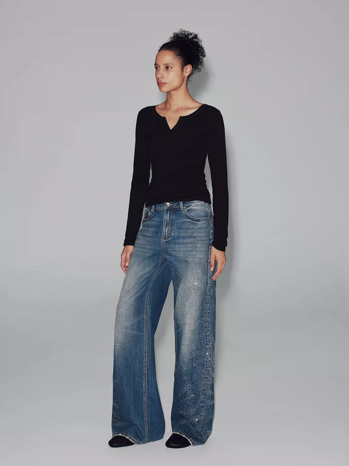 Rhinestone Tiger Baggy Jeans