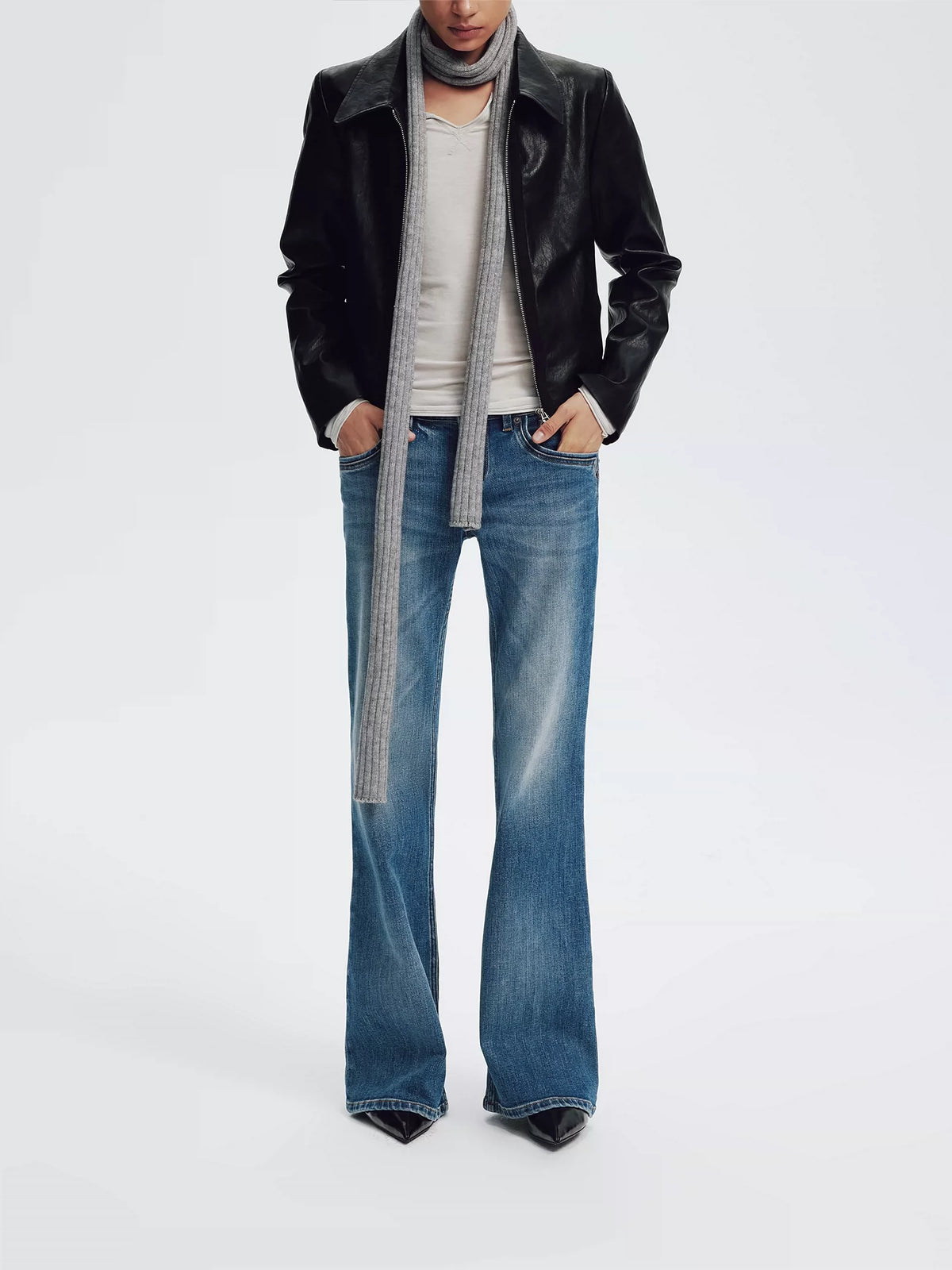 Vintage Wash Slim Flare Jeans
