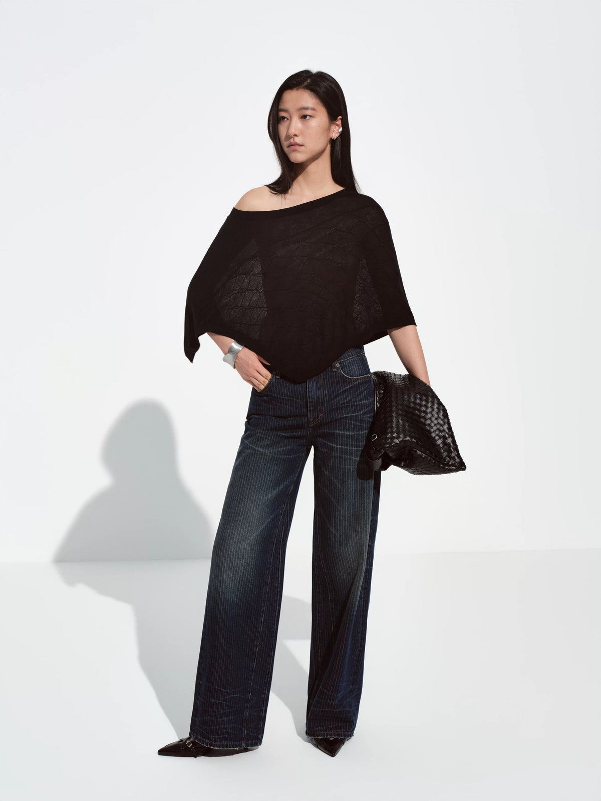 Pinstripe Whiskered Dark Blue Jeans