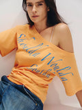 "Cool Holiday" Asymmetric Linen-Blend Resort Tee