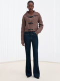 Deconstructed Green-Cast Micro-Flare Jeans