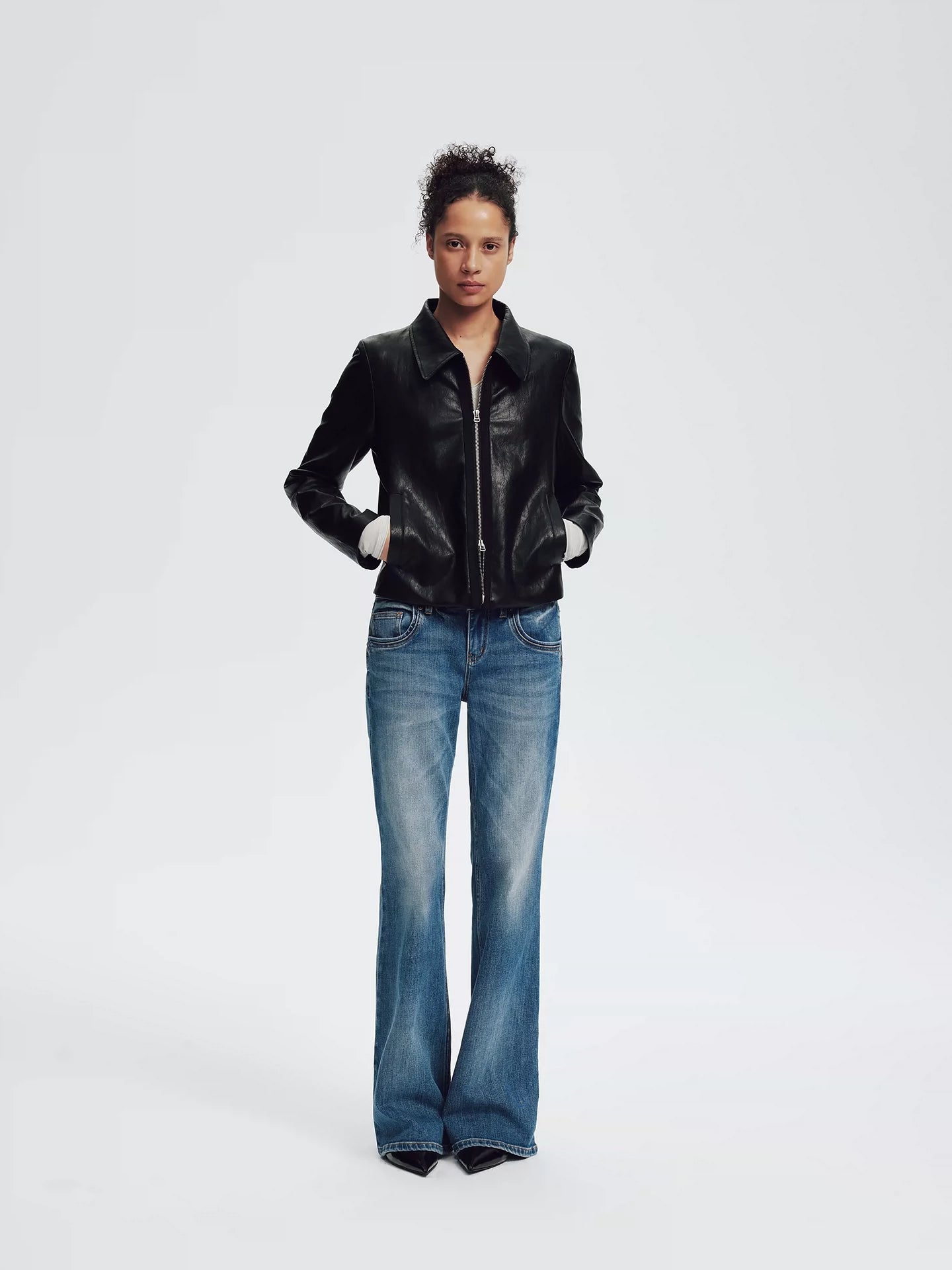 Vintage Wash Slim Flare Jeans