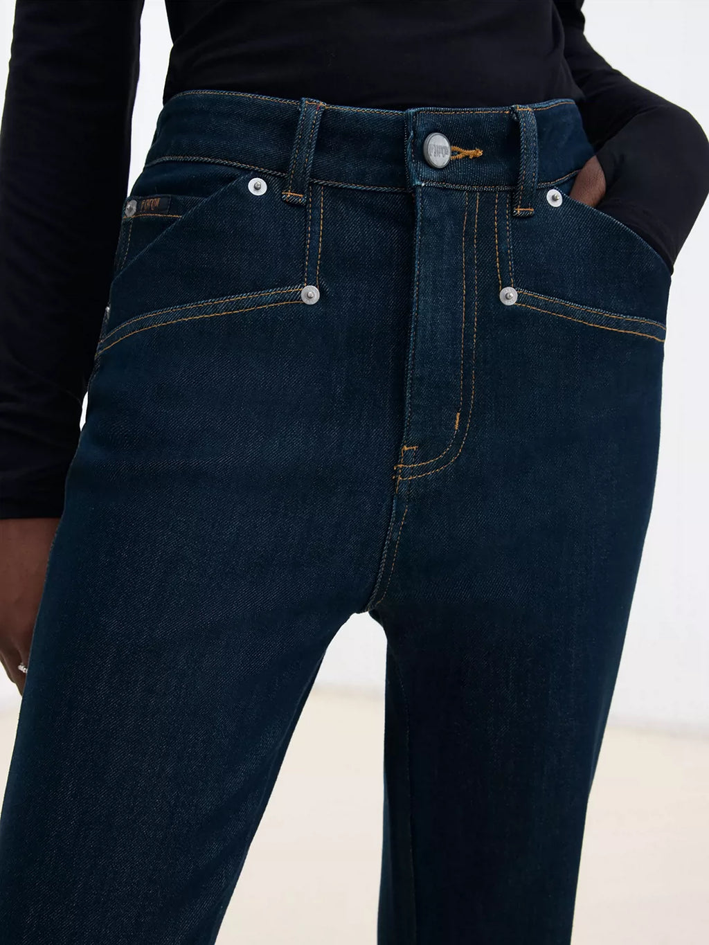 Deconstructed Green-Cast Micro-Flare Jeans
