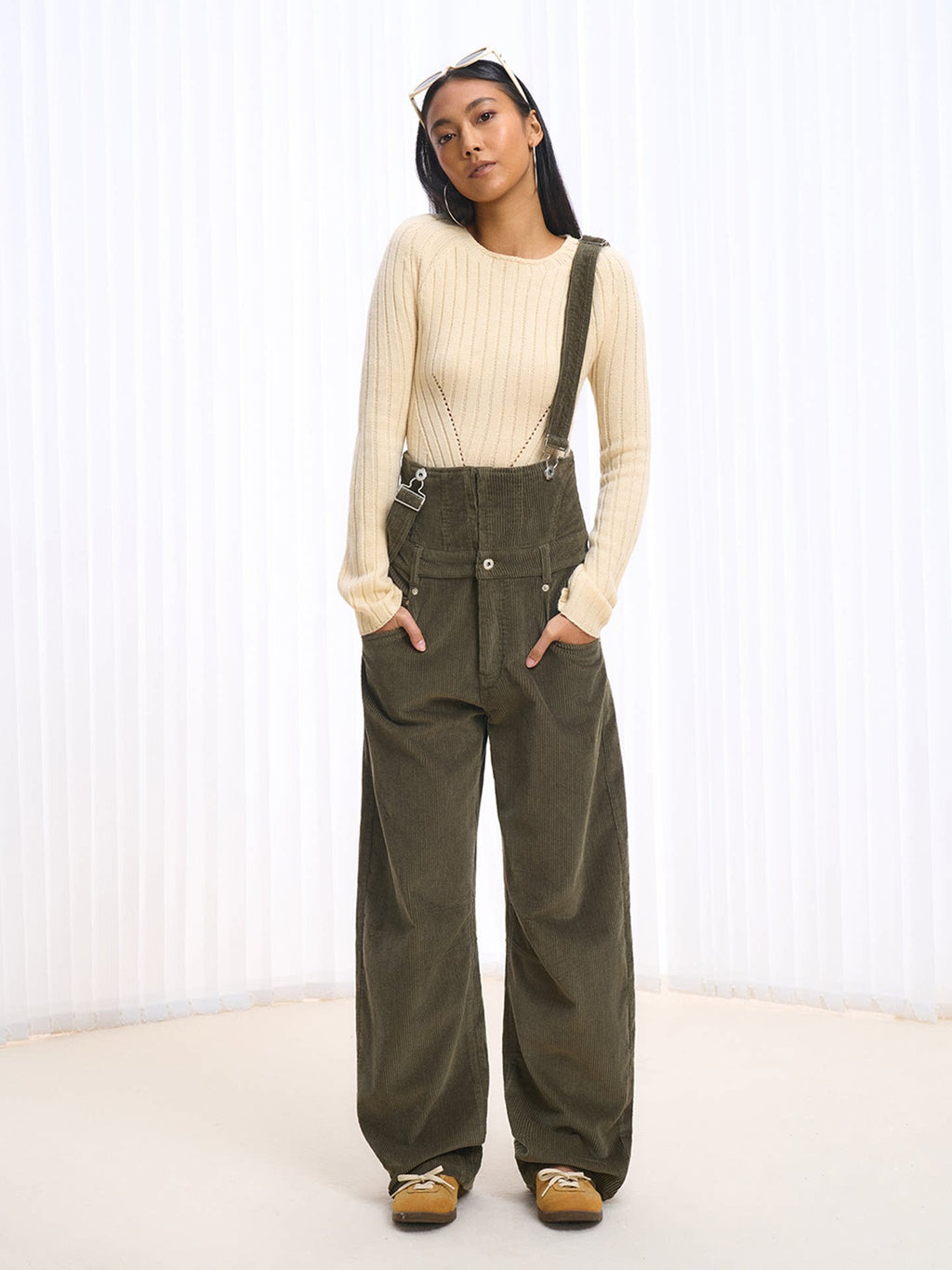 Washed Corduroy Multi-Way Overalls