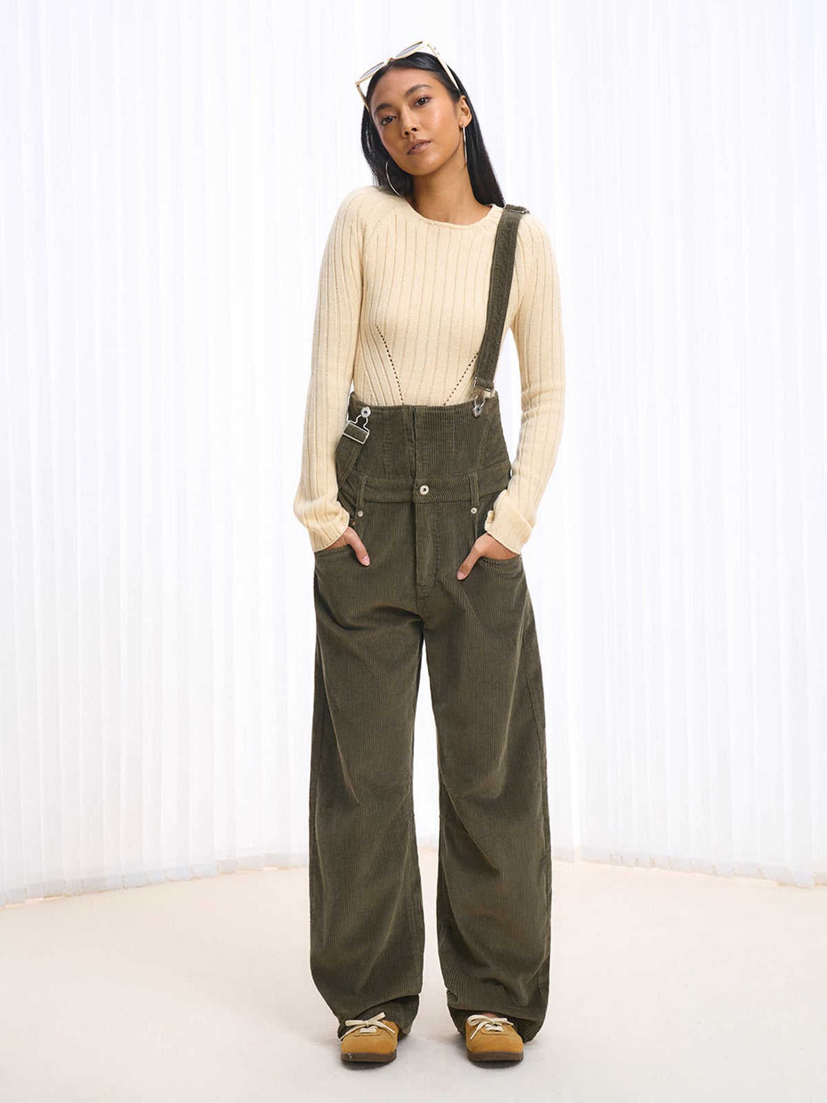 Washed Corduroy Multi-Way Overalls