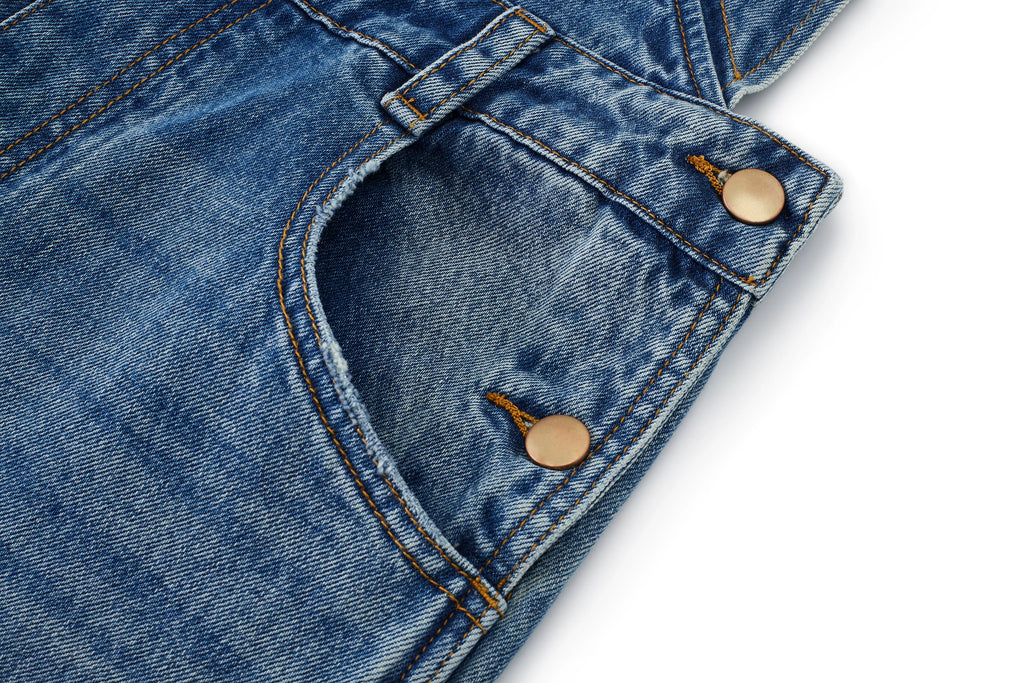 Premium Wash V-Neck Denim Jumpsuit