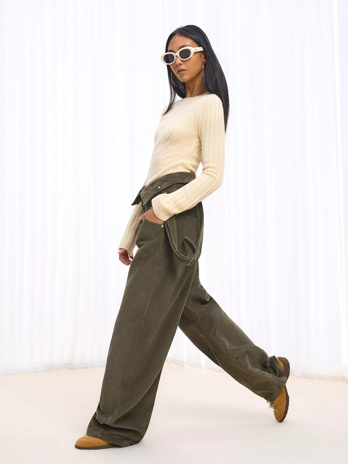 Washed Corduroy Multi-Way Overalls