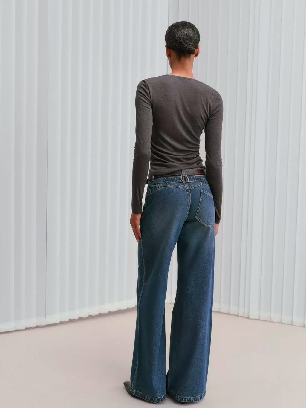 Square-Neck Ruched Acetate-Cashmere Knit Top