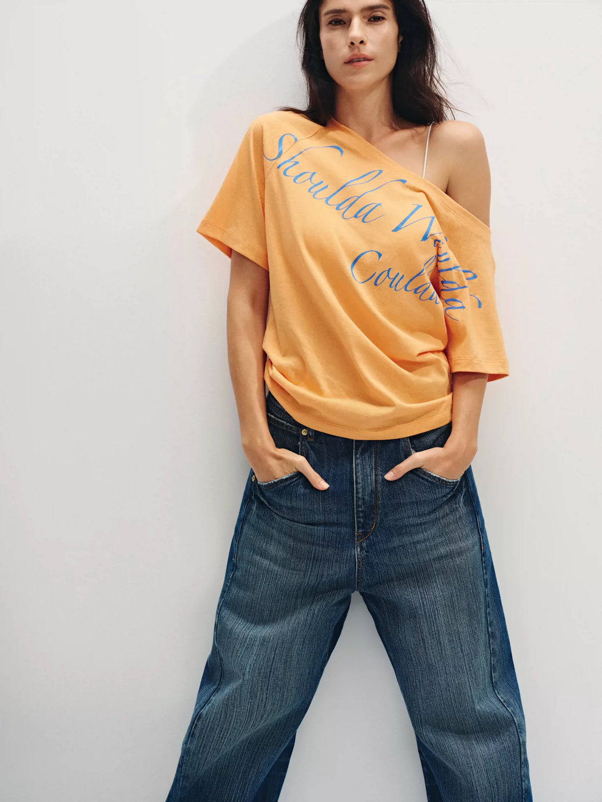 "Cool Holiday" Asymmetric Linen-Blend Resort Tee