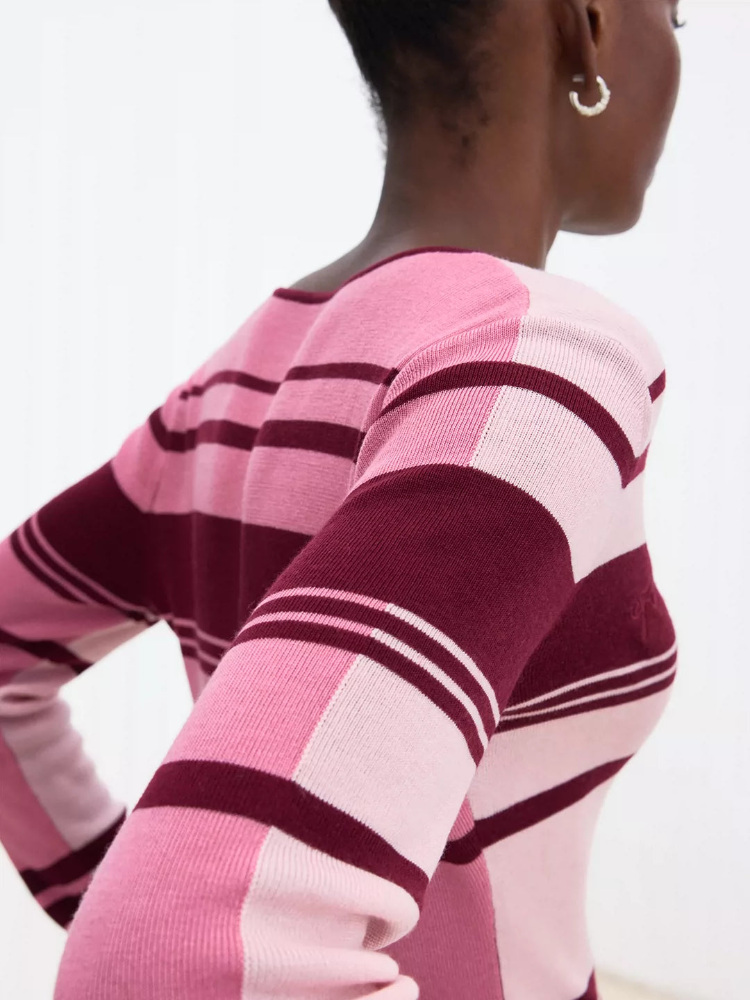Paneled Contrast-Stripe Lyocell-Wool Top