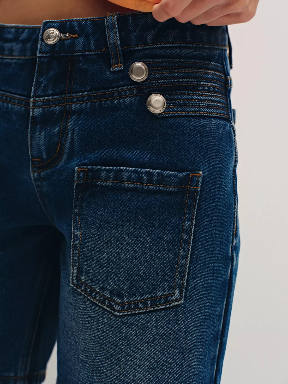 Splatter-Paint Ice-Blue Low-Rise Baggy Denim Jorts