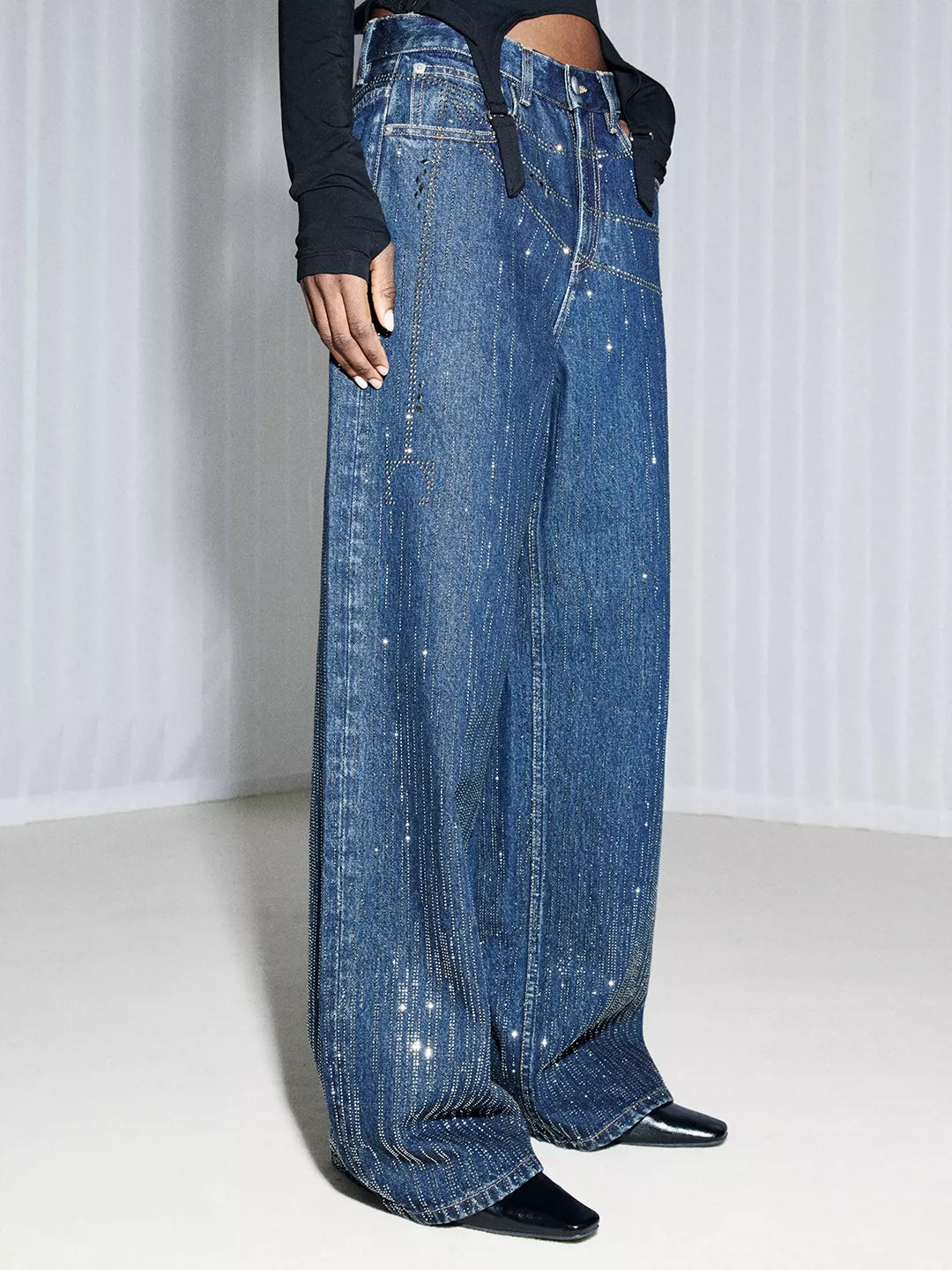 "Falling Chain" Gradient Wash Jeans
