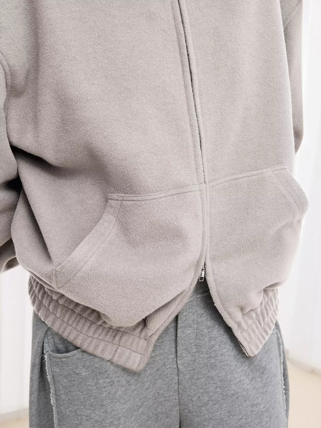 Double-Faced Wool Paneled Fur Hooded Jacket