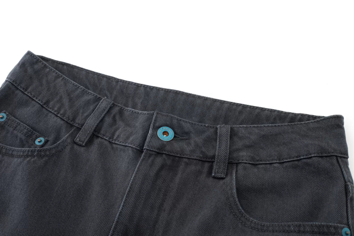 Studded Grey Wash Denim Jorts