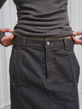 Colorfast Raw Denim Cargo Maxi Skirt