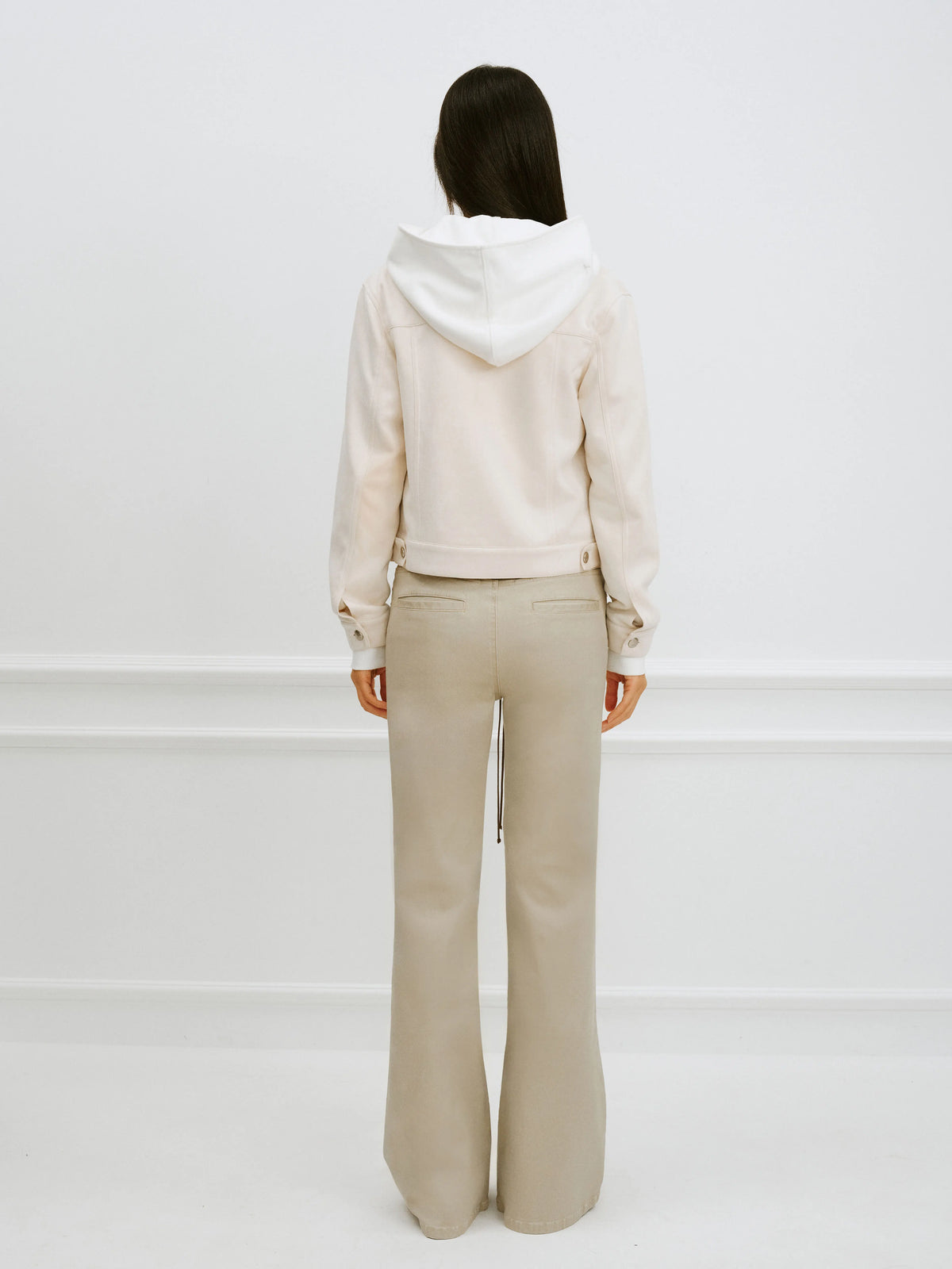 Cream Cactus-Motif Cropped Suede Jacket