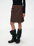 Dark Brown Leopard A-Line Skirt