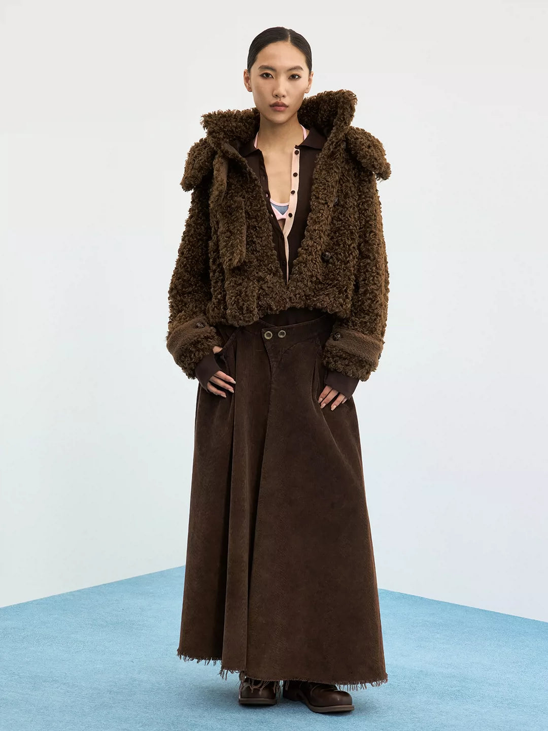 Oversized Teddy Fleece Convertible Hooded Jacket