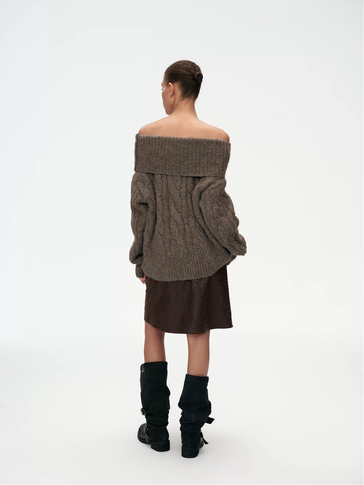 Dark Brown Leopard A-Line Skirt