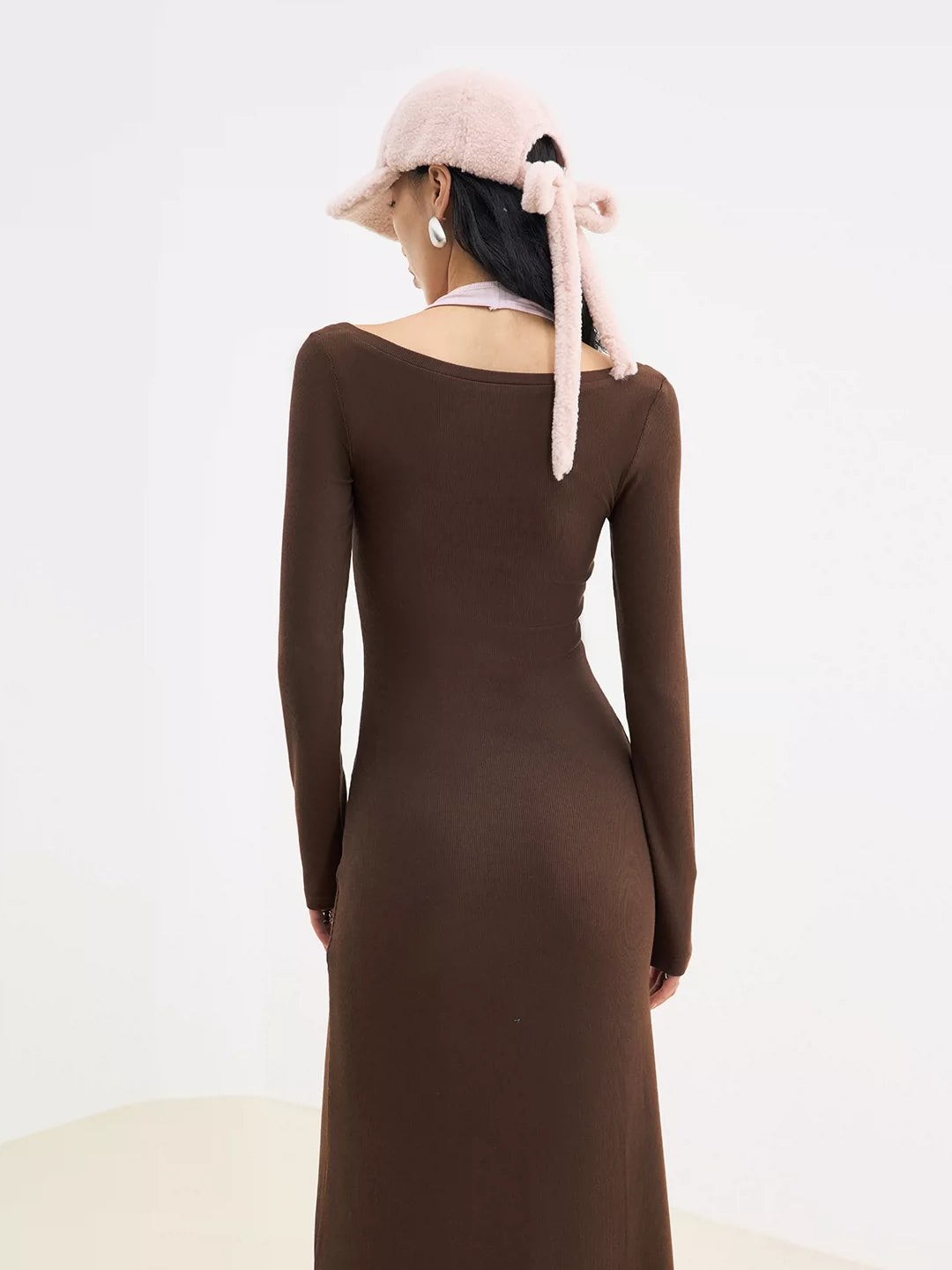 Contrast Mock-Layered Maxi Dress