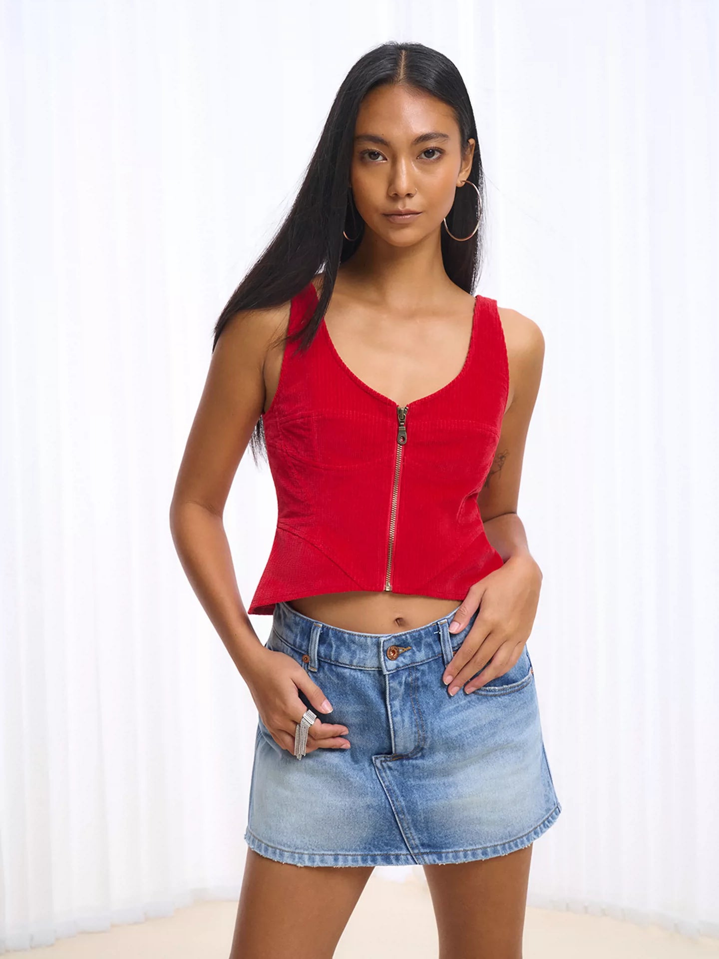 IFIKNOW Washed Red Corduroy Camisole