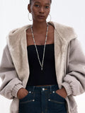 Double-Faced Wool Paneled Fur Hooded Jacket