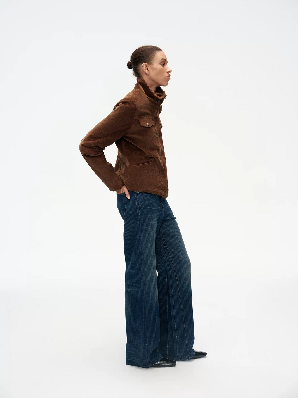 Faux Fur Collar Corduroy Jacket