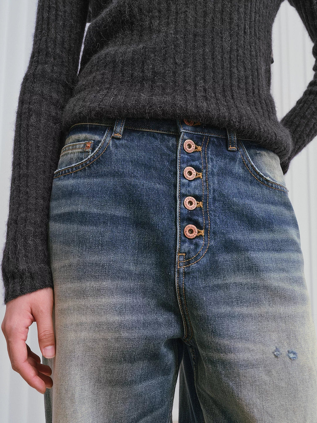 Premium Mud-Wash Wide-Leg Jeans