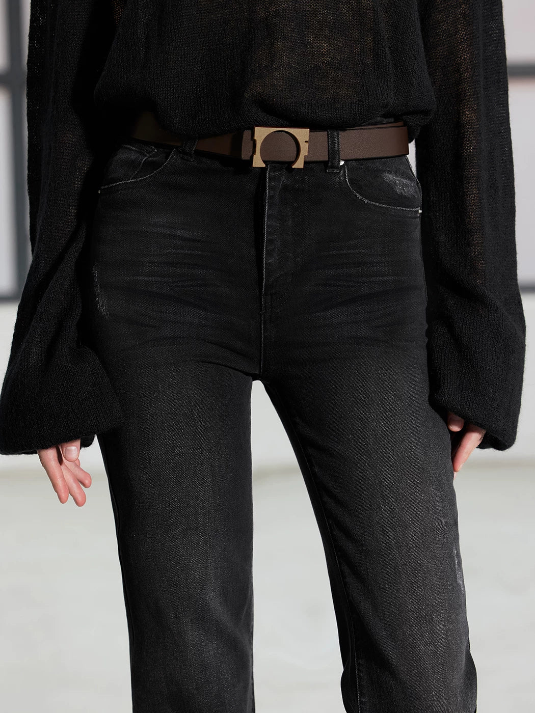 IFIKNOW Distressed Cowhide Leather Belt