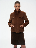 Faux Fur Collar Corduroy Jacket