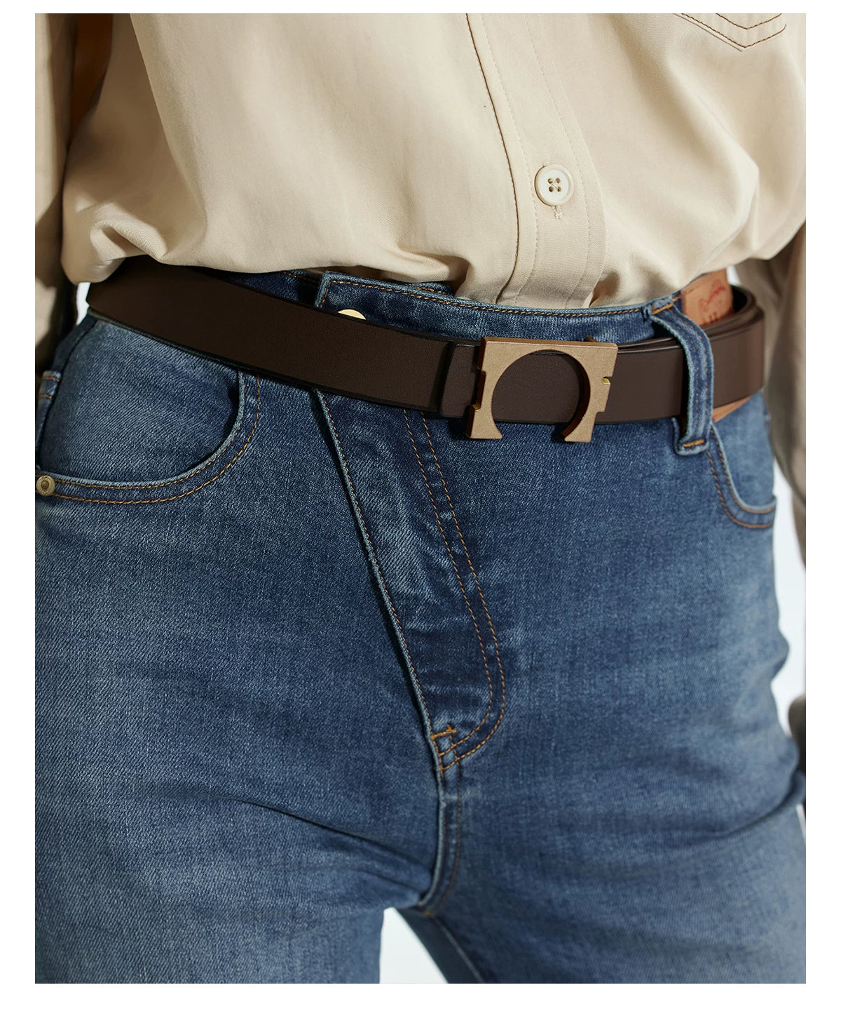 IFIKNOW Distressed Cowhide Leather Belt