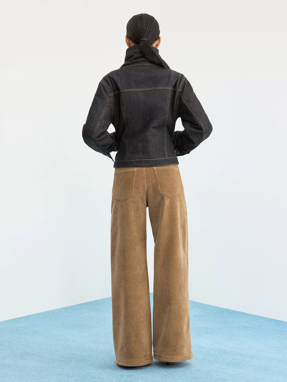Collared Raw Denim Padded Jacket