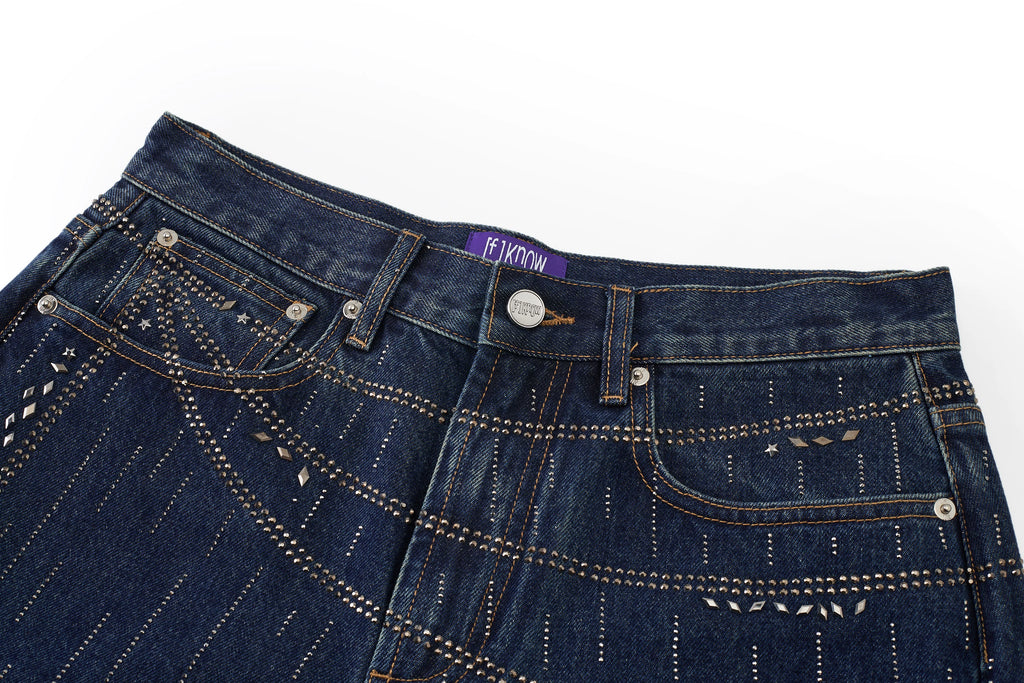 "Falling Chain" Gradient Wash Jeans